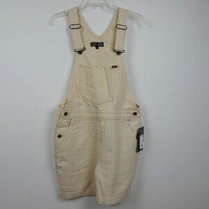 Lee Short Overalls Shortalls Women's Size M Beige Denim Romper Coveralls